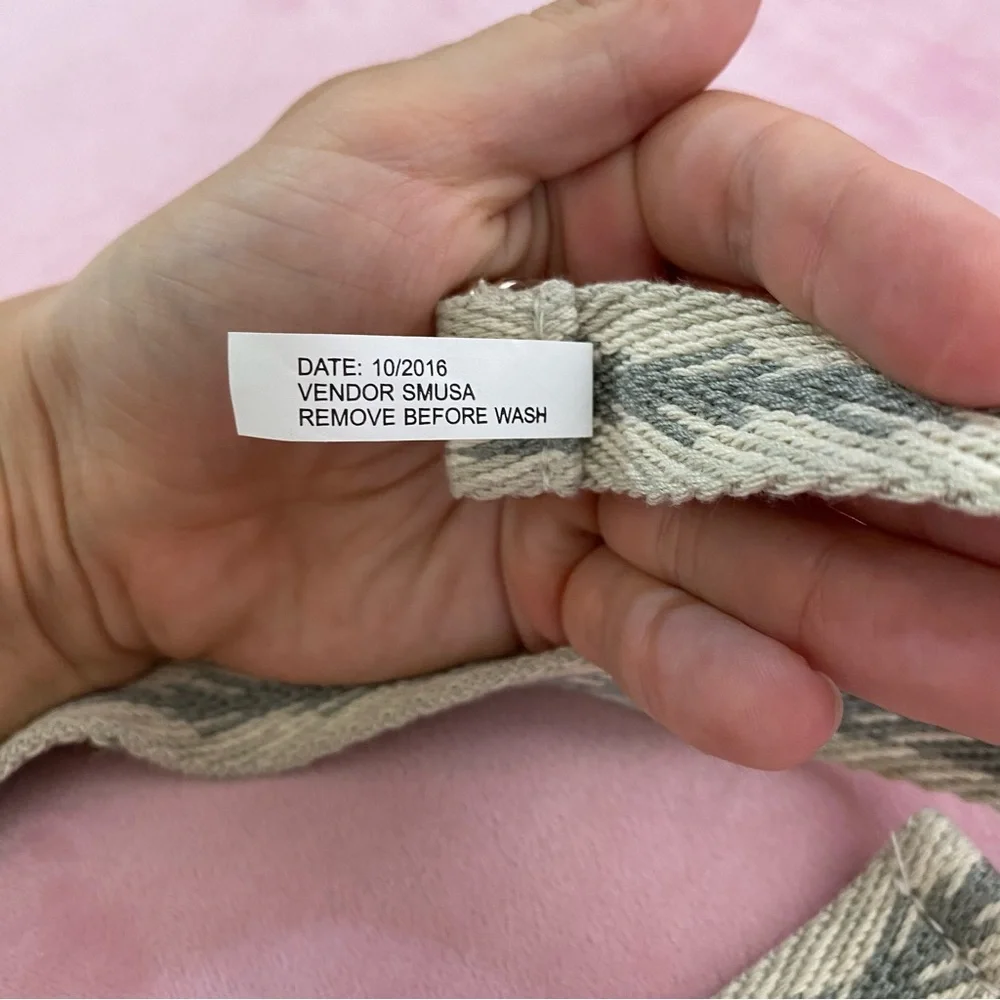 Cool Thread Belt Simple Minimalistic Ivory and Grey Multi Use Zig Zag Stripe 14